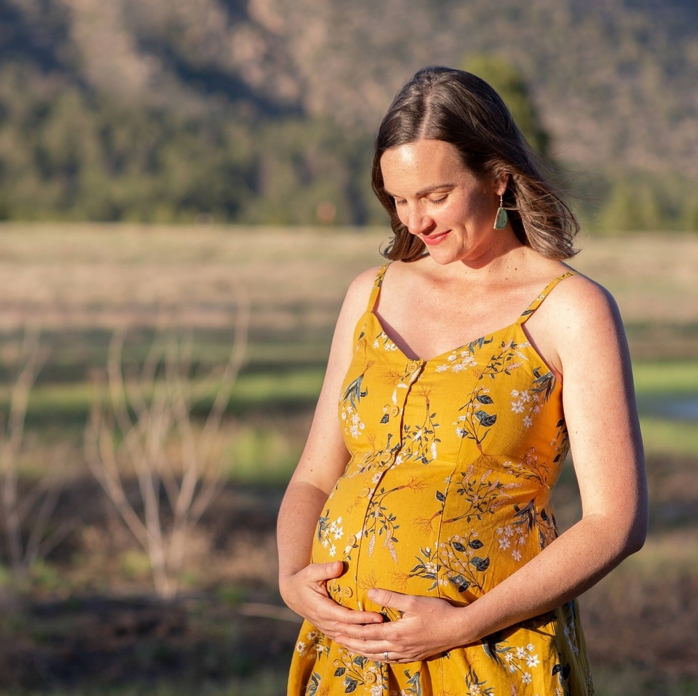 Mustard floral maternity dress